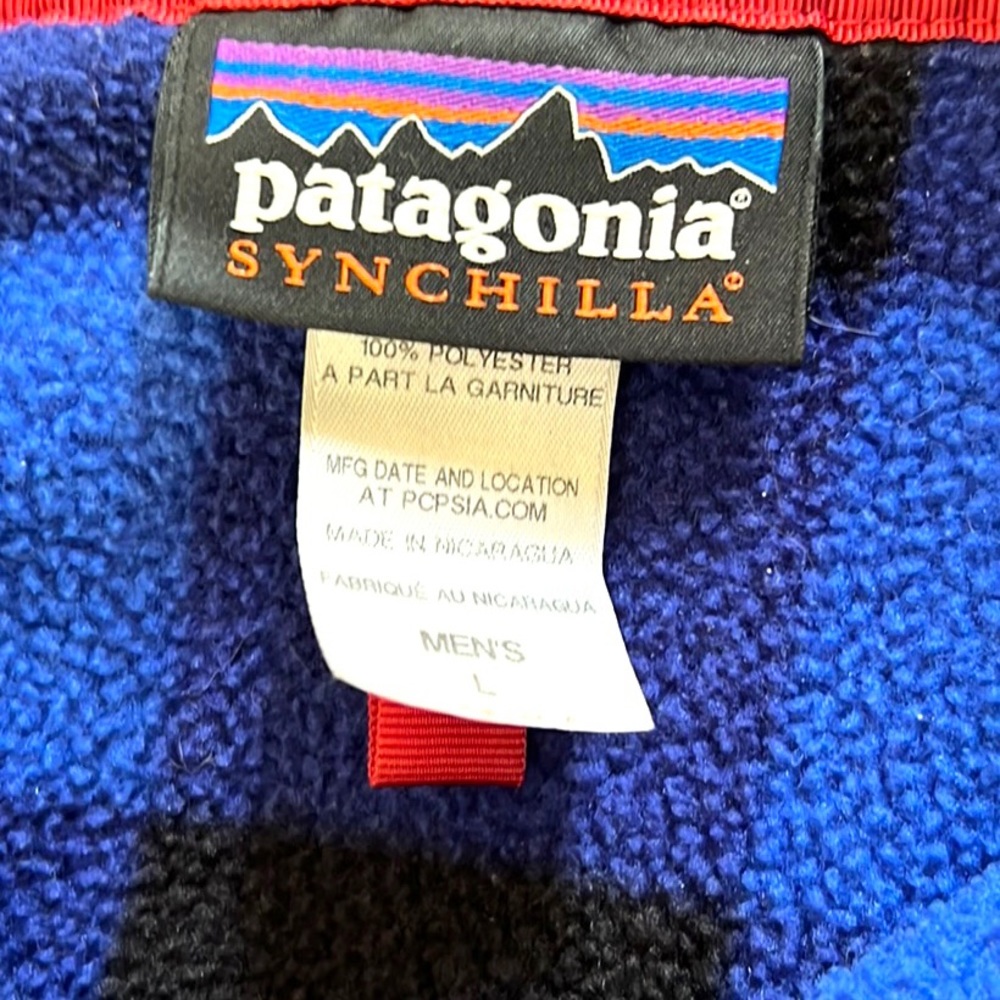 Patagonia Printed Synchilla Snap-T, Fuzzy Plaid: Andes Blue Buffalo Blue 🦬2014 - Picture 6 of 7